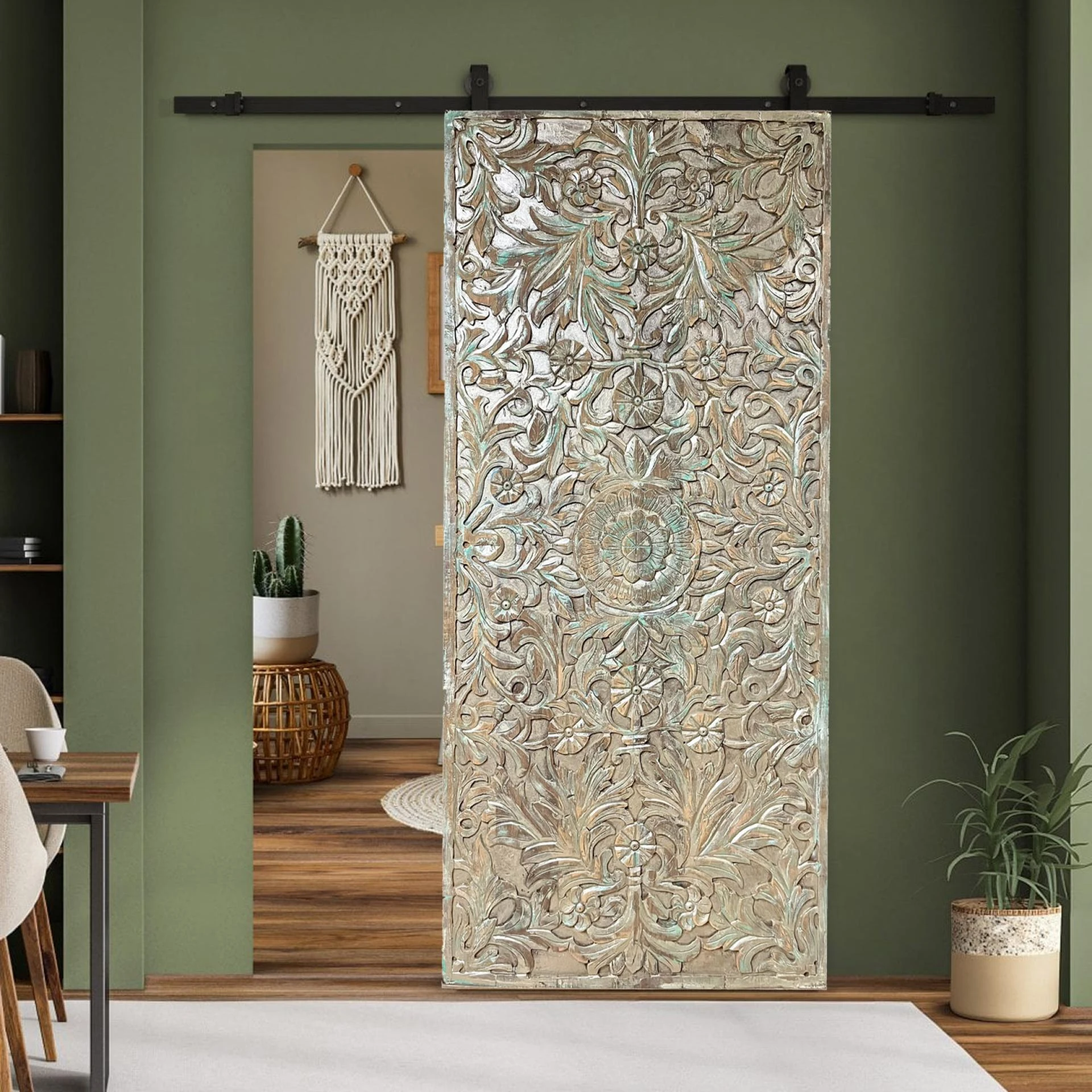 Pattern Mixing with Soul: Anchoring Your Space with the Tree of Life Carved Door
