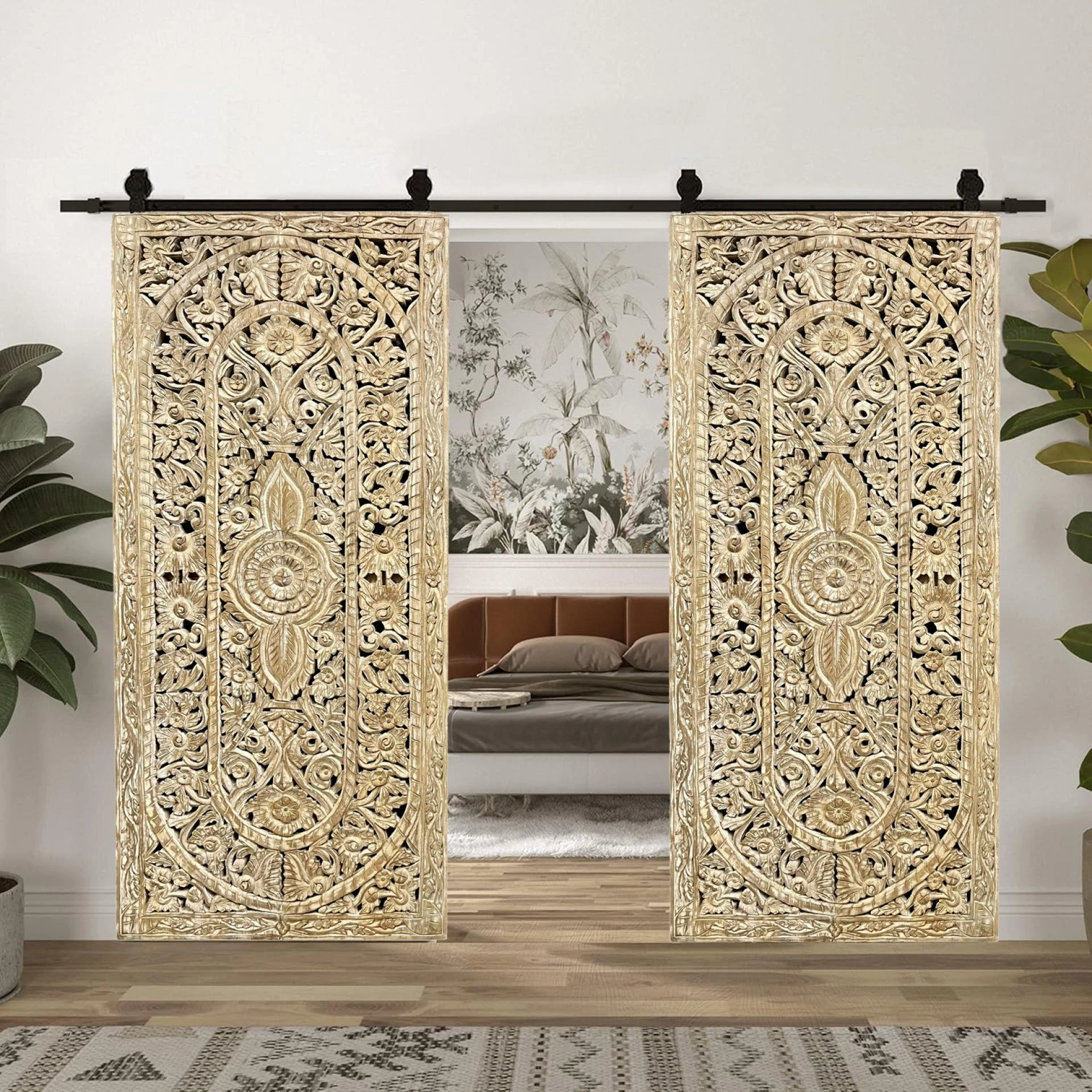 Pattern Mixing with Soul: Anchoring Your Space with the Tree of Life Carved Door