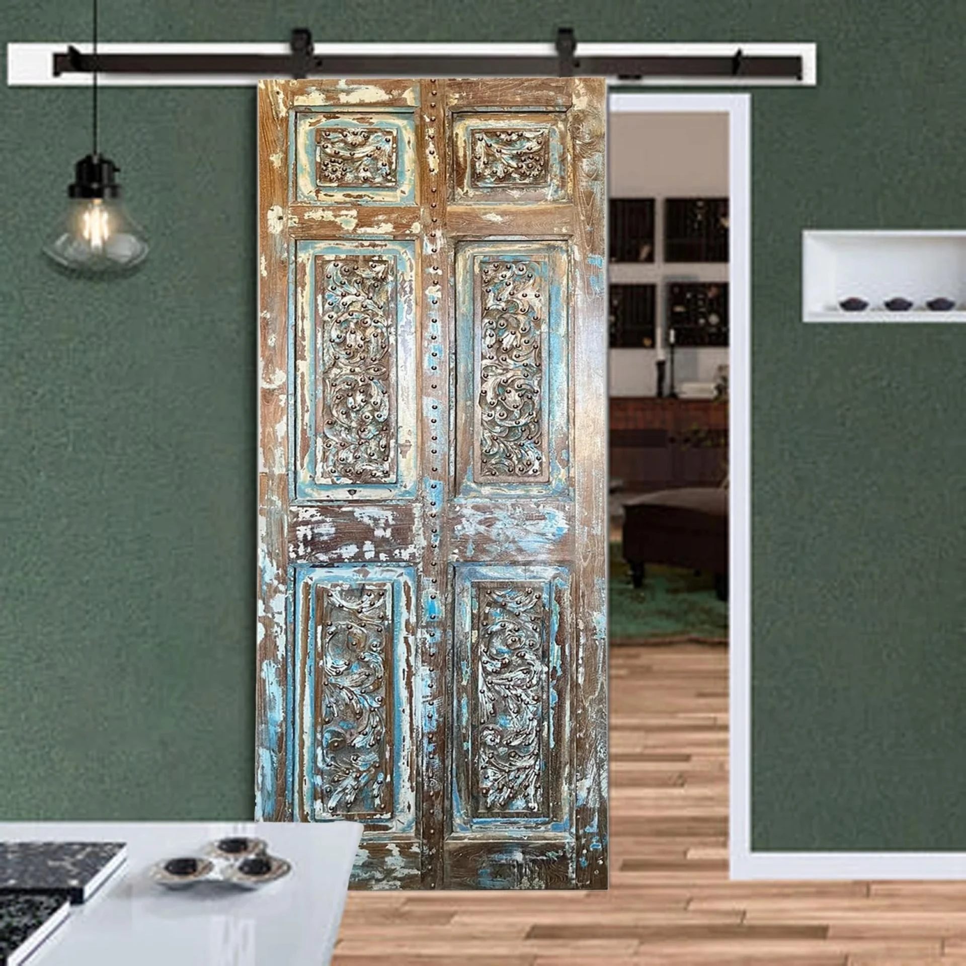 West Palm Beach Coastal Farmhouse Chic: Embracing Carved Doors
