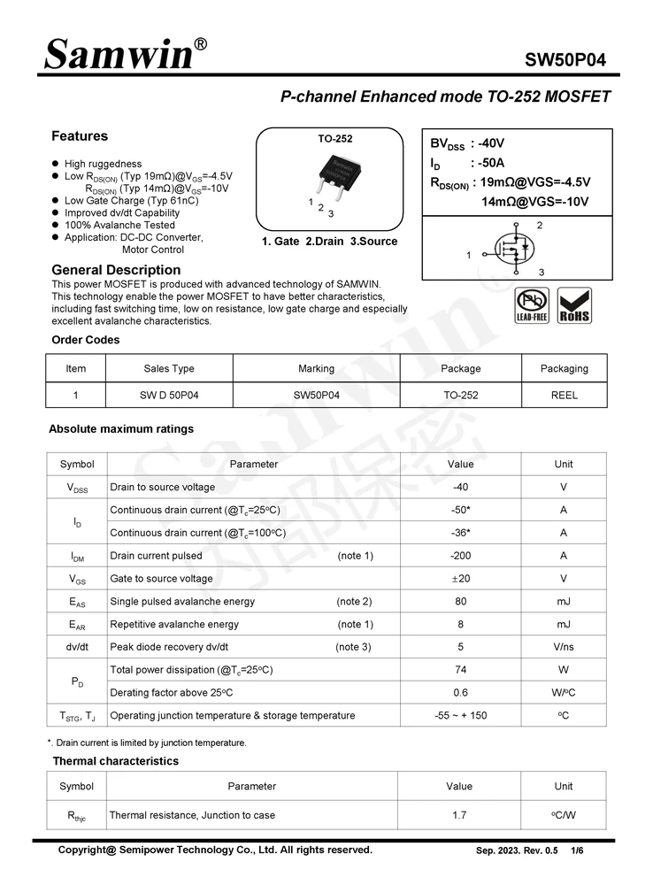 P-Channel Trench Mosfet (-40v-(-30v))
