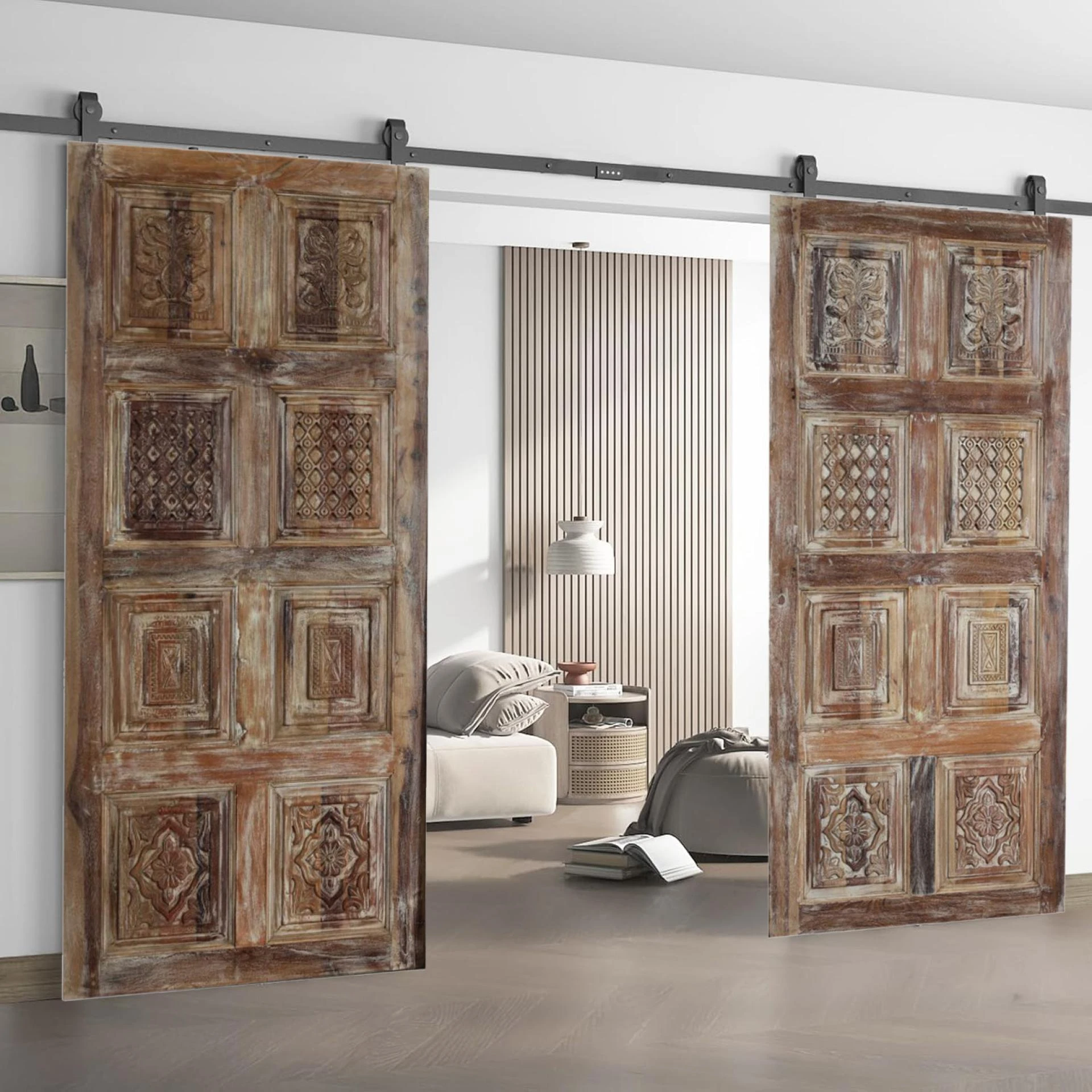 Make a Grand Entrance with Custom Double Carved Doors by Mogul Interior