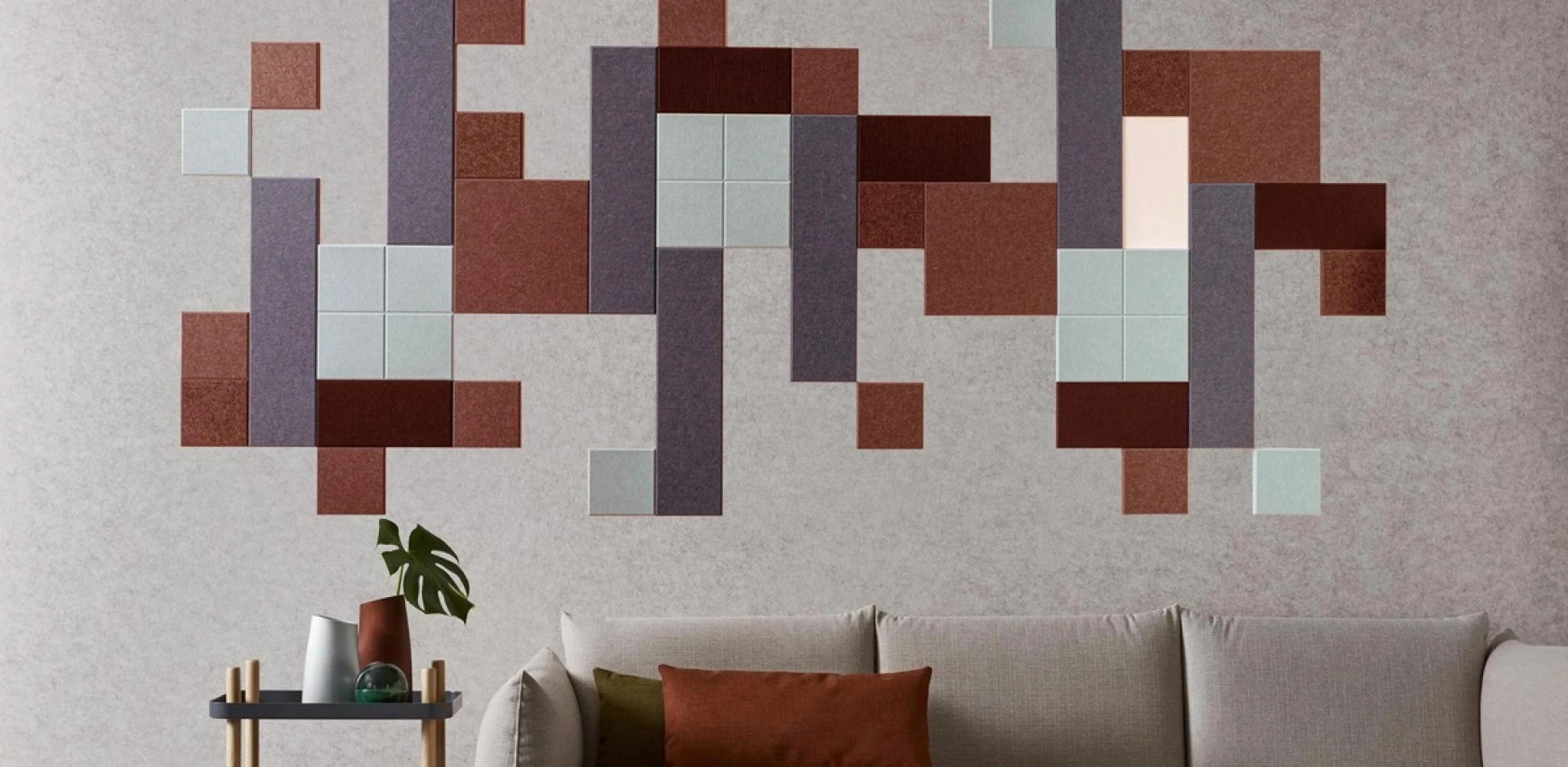 25mm Colored Rectangle Pet Felt Wall Panel