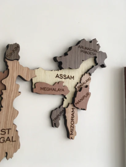 Wall Decor for Patriotic Homes: Indian Map Made of Wood