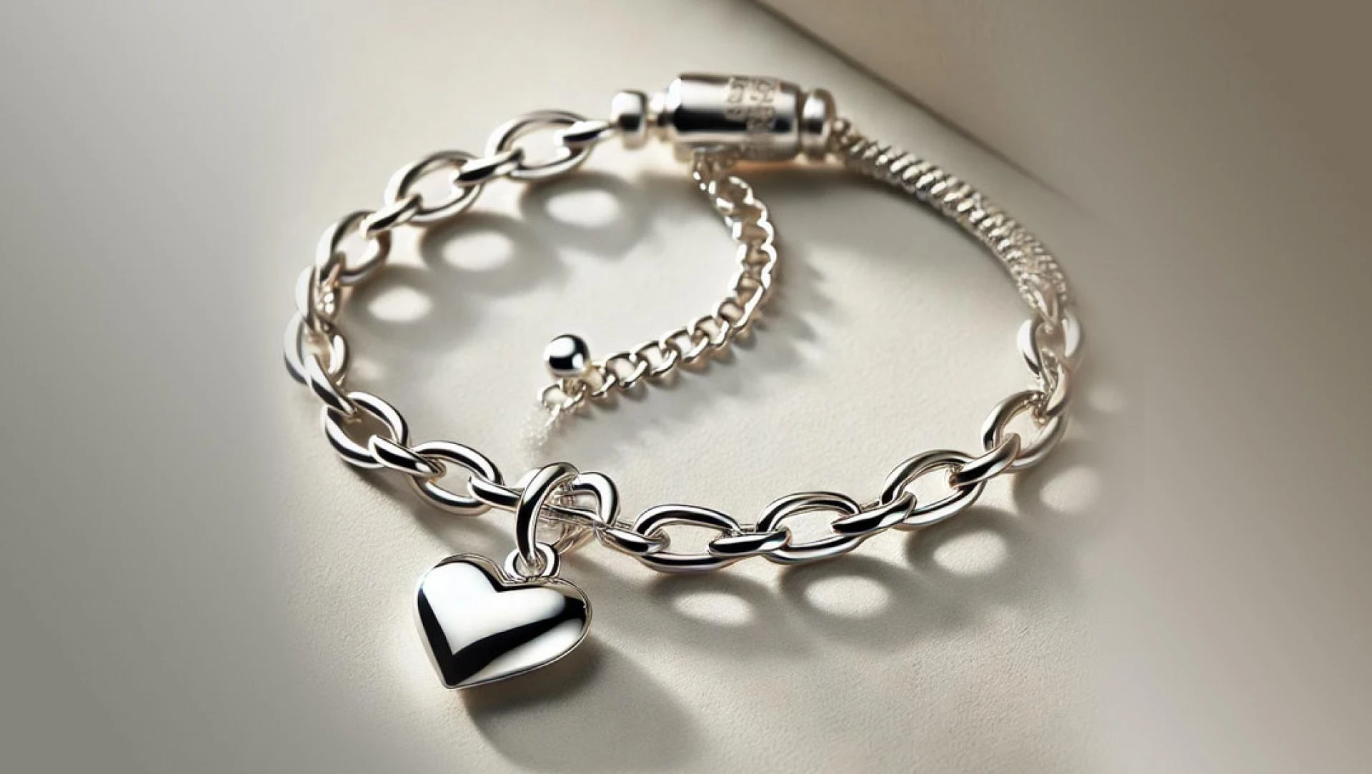 Shop Your Personalized Heart Charm Bracelet in Sterling Silver - Huney Buney