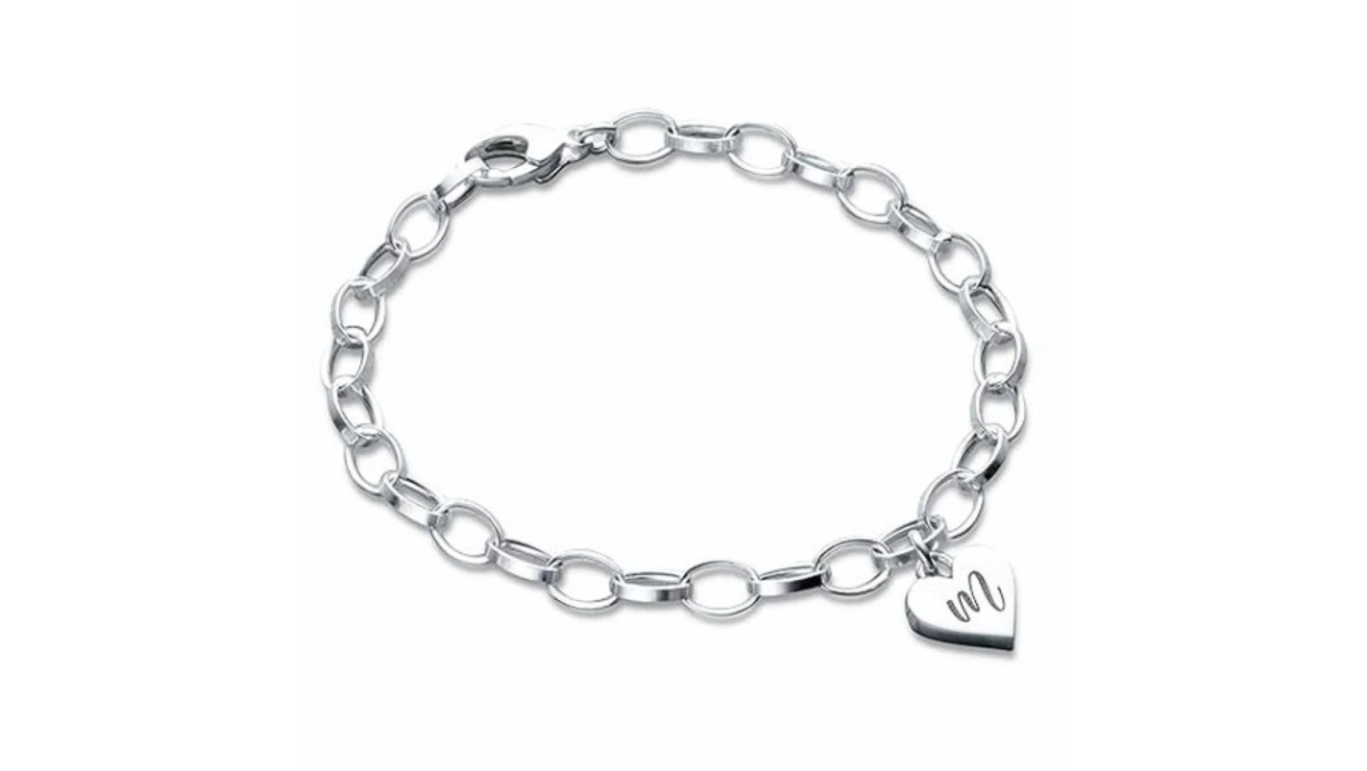 Shop Your Personalized Heart Charm Bracelet in Sterling Silver - Huney Buney
