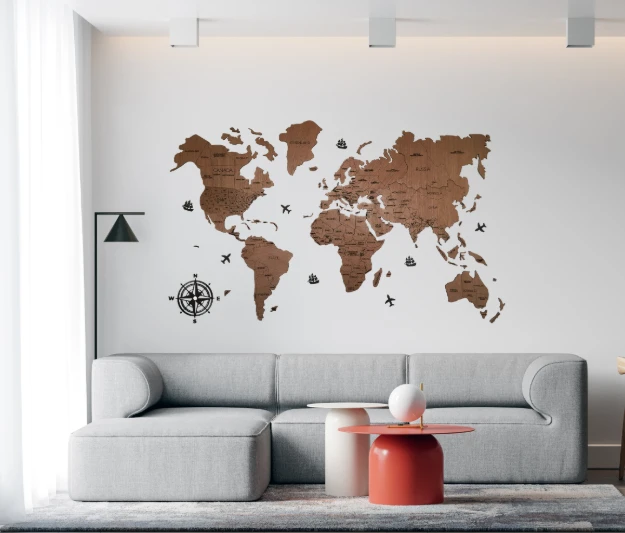 Explore the World from Home: 3D Wooden World Map Wall Decor That Travels With You