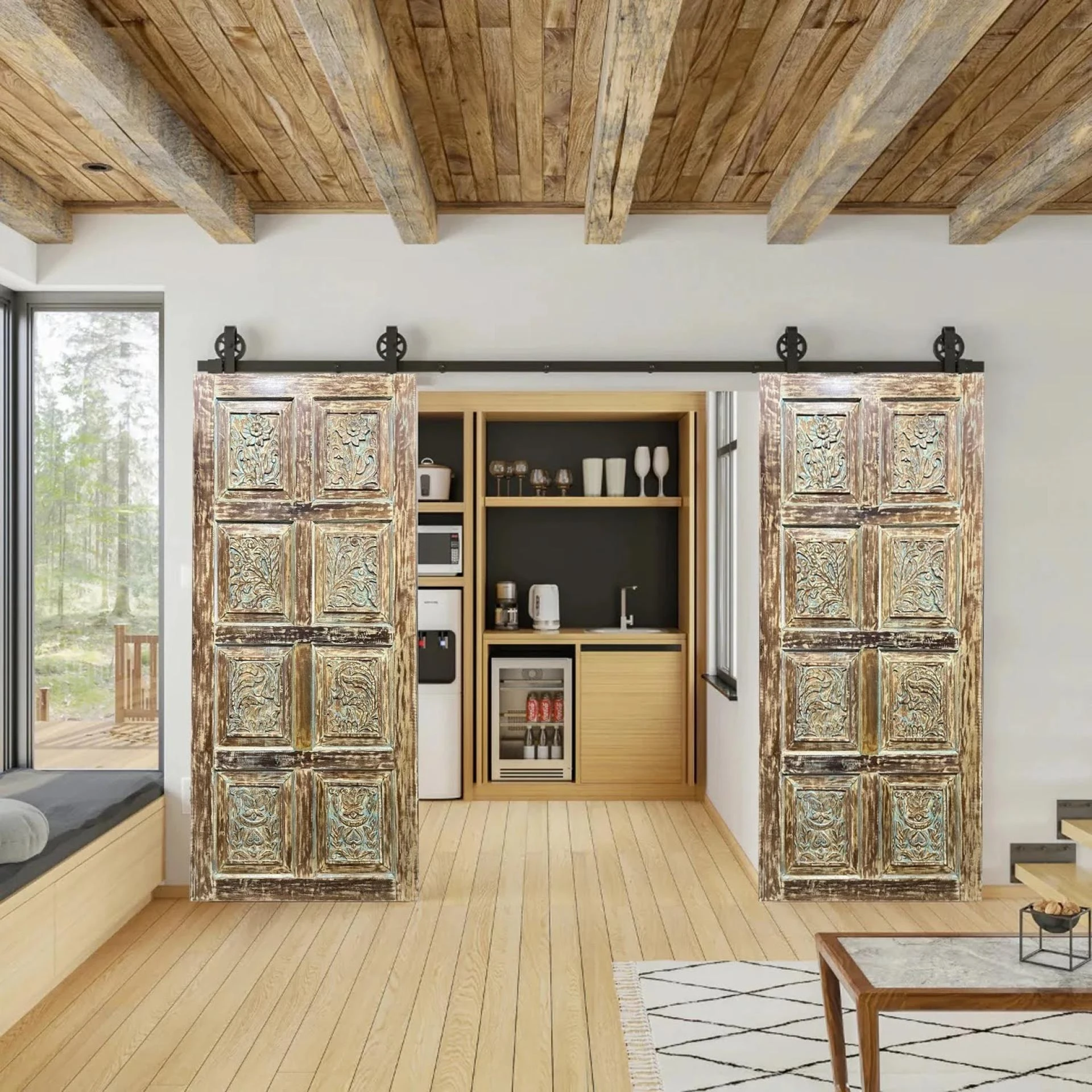 Lotus Mandala Lattice Carved Door – A Statement of Wellness Beauty