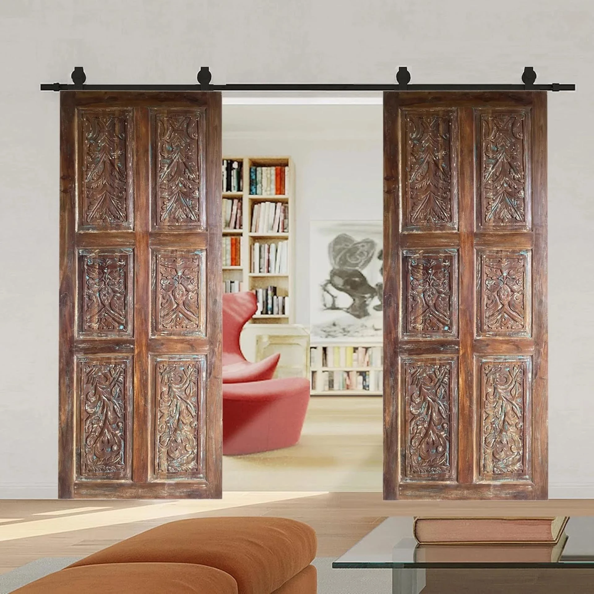 Maximalist Elegance: Vintage Carved Doors for Bedroom Interiors