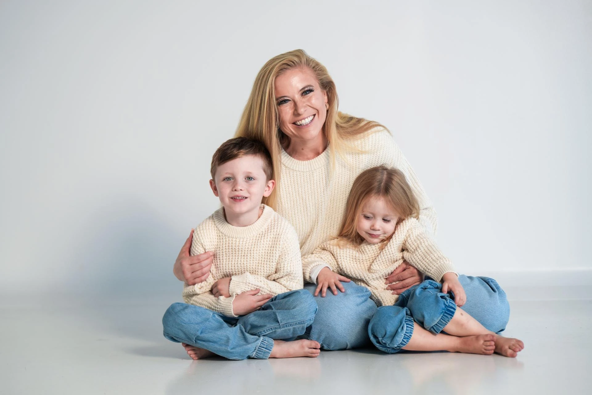 The bond of three was beautifully captured in a studio photography session with Samantha and her two children