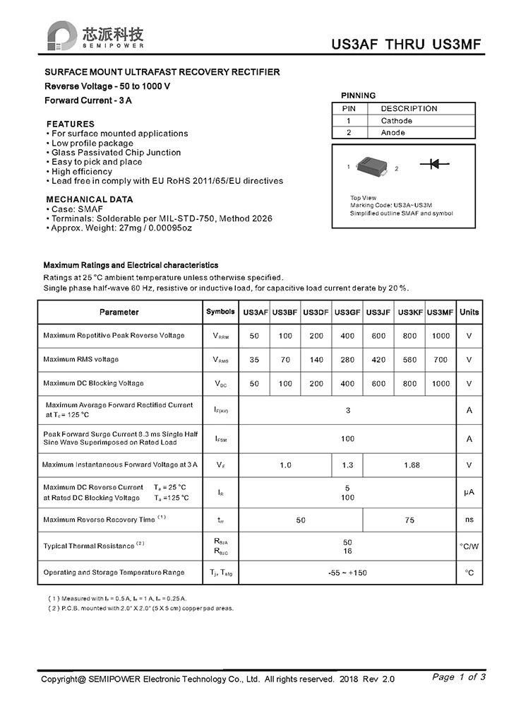 High Efficiency Rectifier Diode
