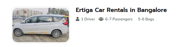 Ertiga Car Rental in Bangalore