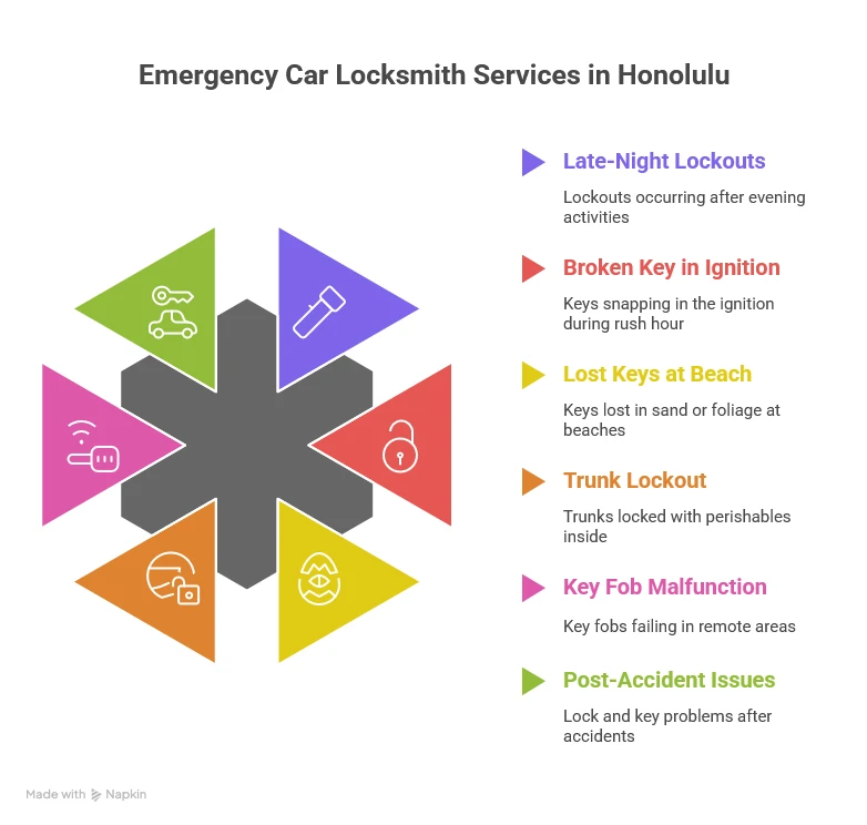 6 Emergency Car Lock Situations in Honolulu Resolved by Skilled Locksmiths