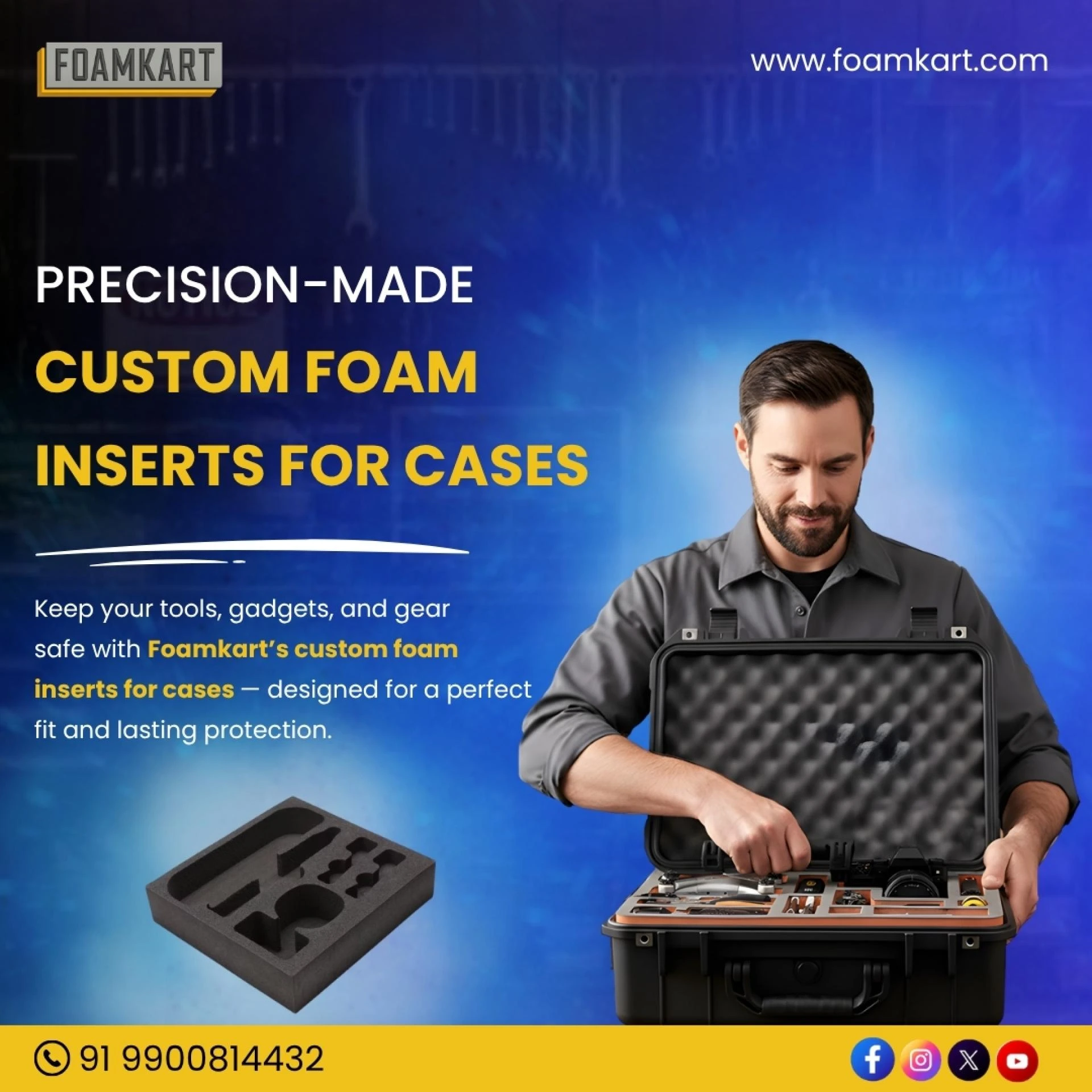 Protect Your Valuable Equipment with Custom Foam Inserts for Cases in India | Foamkart.com