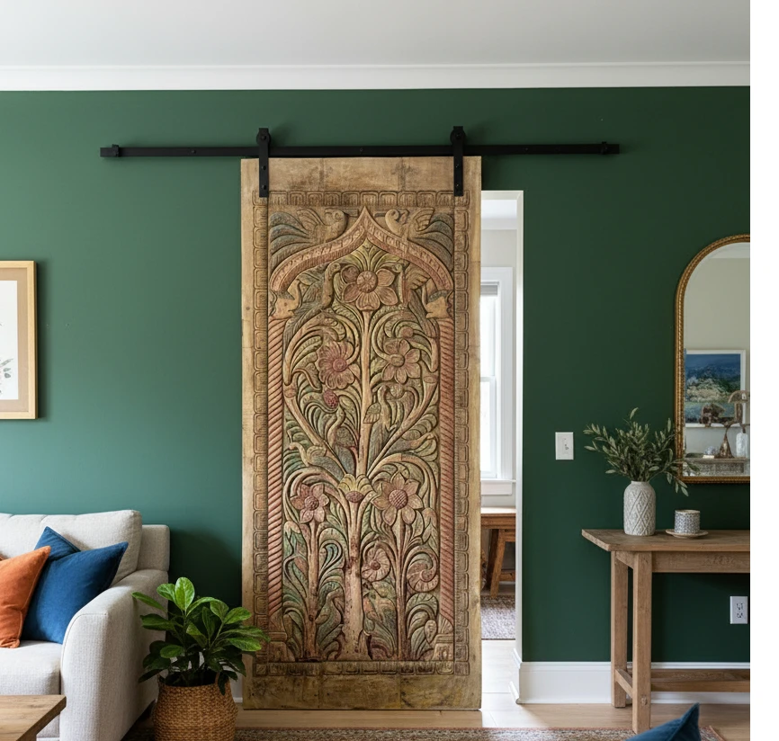 Holistic Design with the Tree of Life Carved Doors for a Beverly Hills Yoga Studio