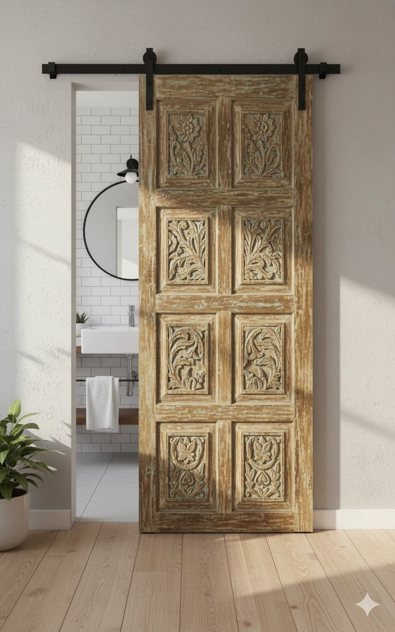 Vintage Carved Doors for Ranch Farmhouse Bedrooms