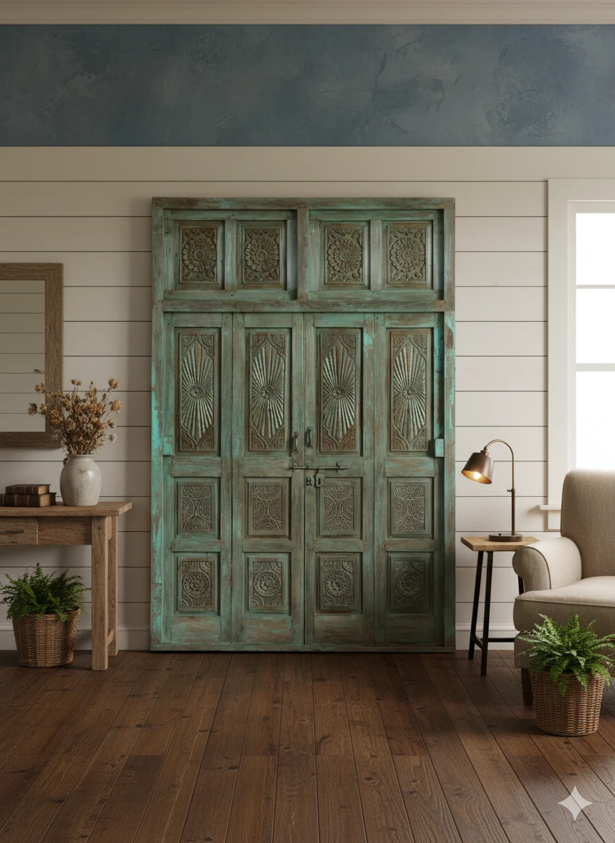Vintage Carved Doors for Ranch Farmhouse Bedrooms