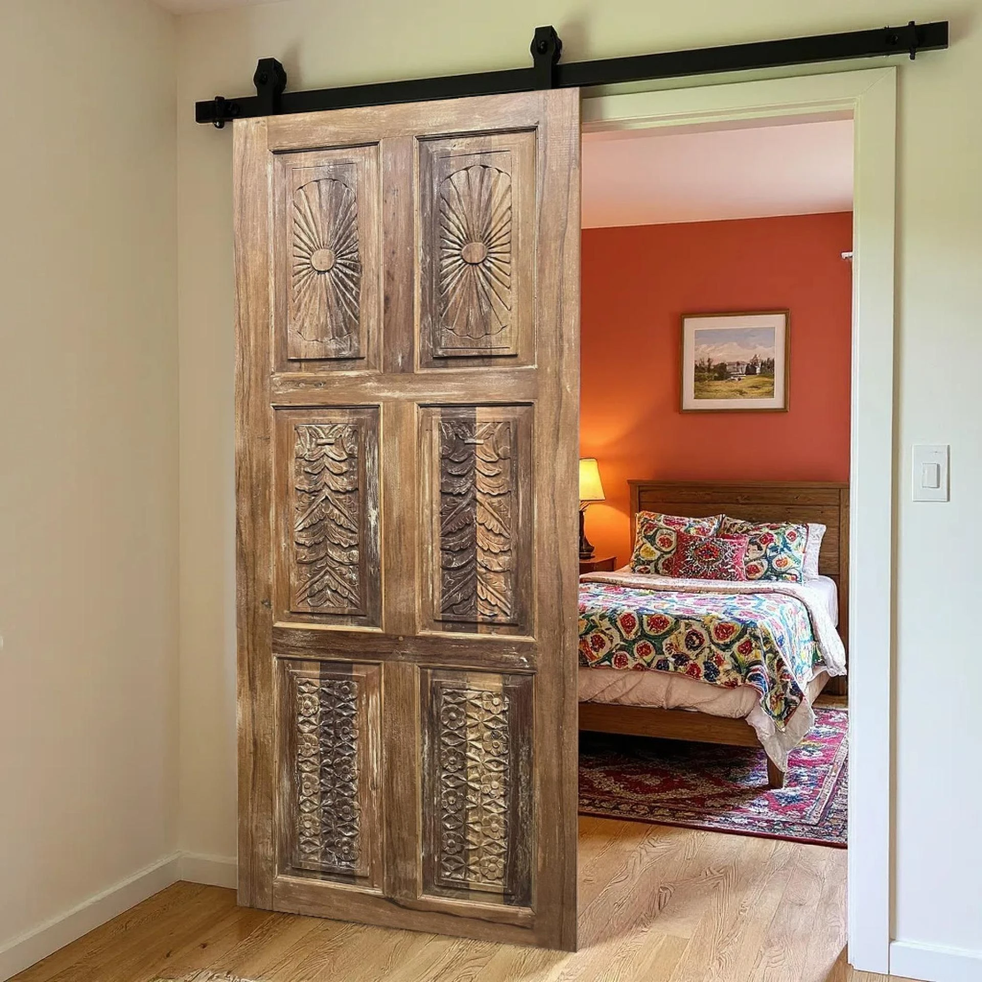 Grand Entrance with Custom Double Carved Doors by Mogul Interior