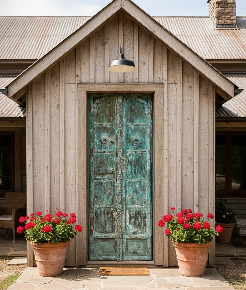 Rustic Carved Reclaimed Wood Barn Doors