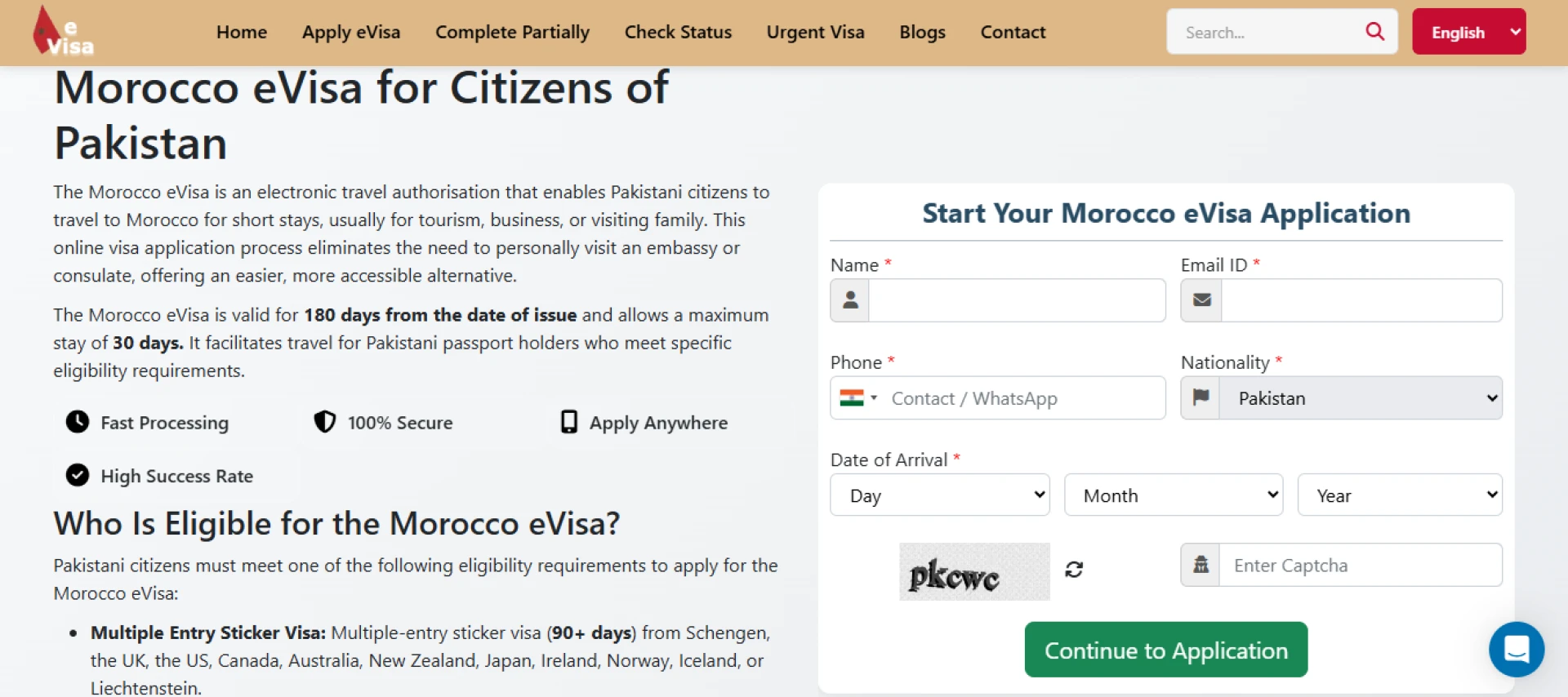 Moroccan visa online from Pakistan