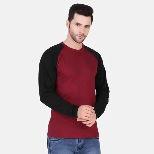 Hoodler Men Round Neck Half Sleeve Colorblock Cotton Blend Tshirt