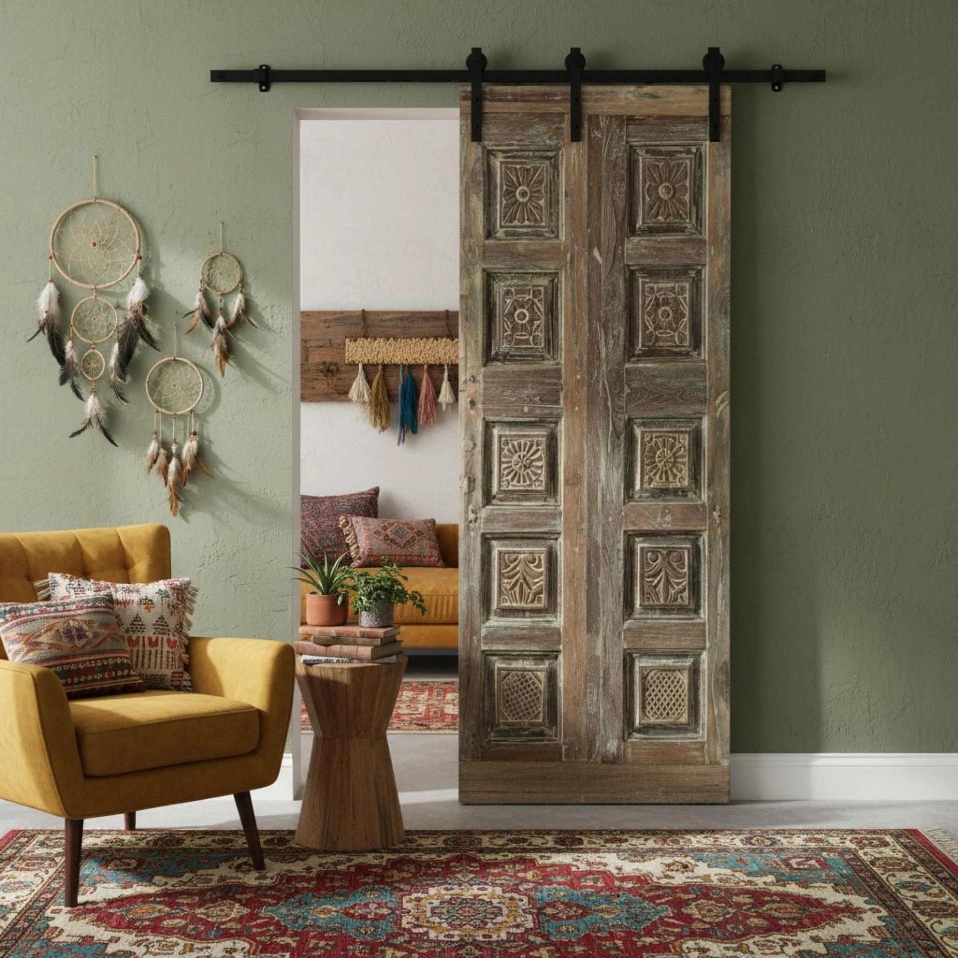 Woodsy Retreat with Rustic Modern Farmhouse Carved Doors