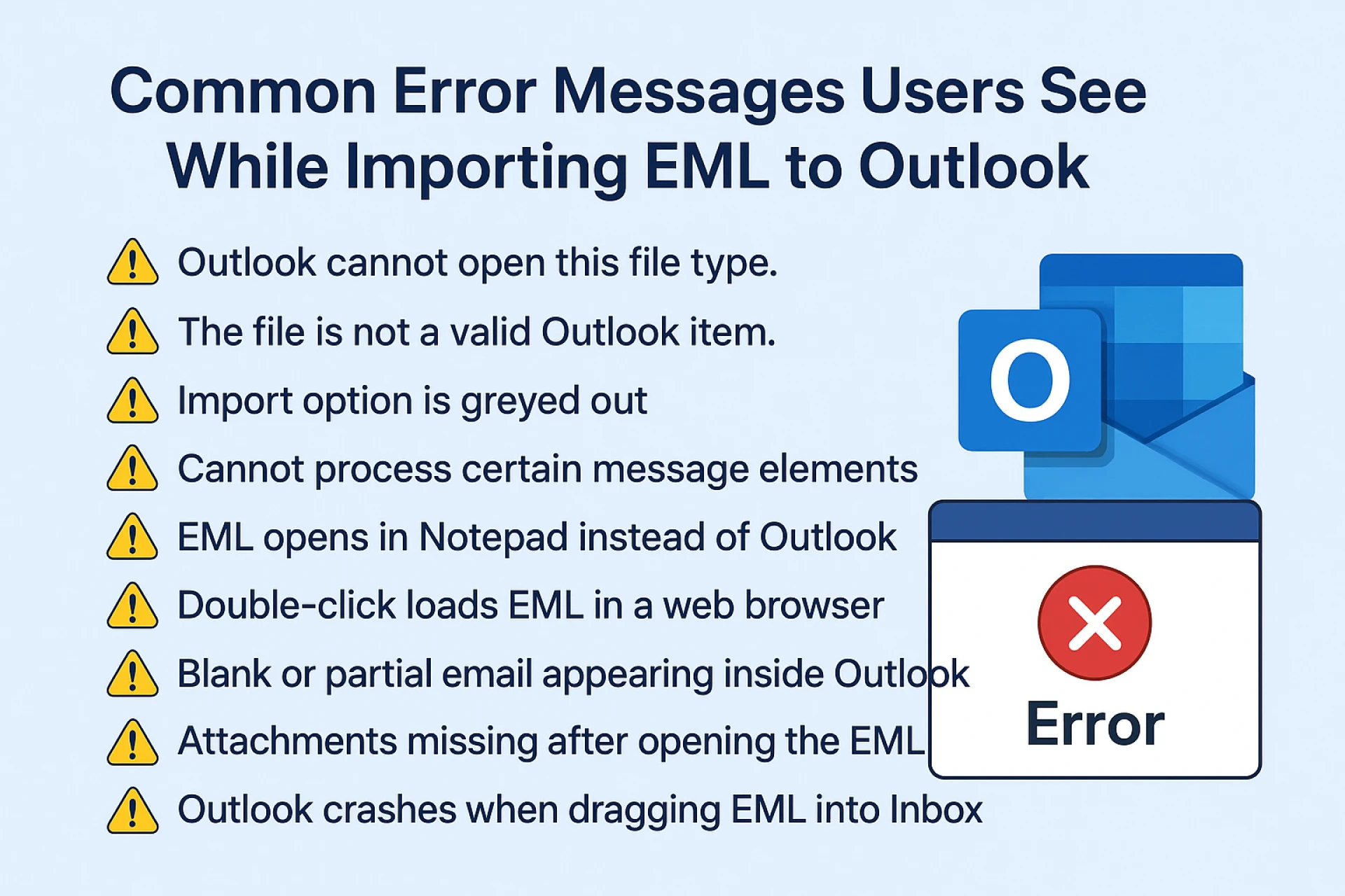 Outlook Cannot Import EML- How to Fix?