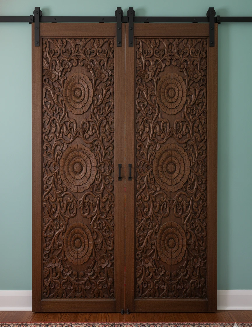 Vintage Carved Doors as Statement Feature Walls