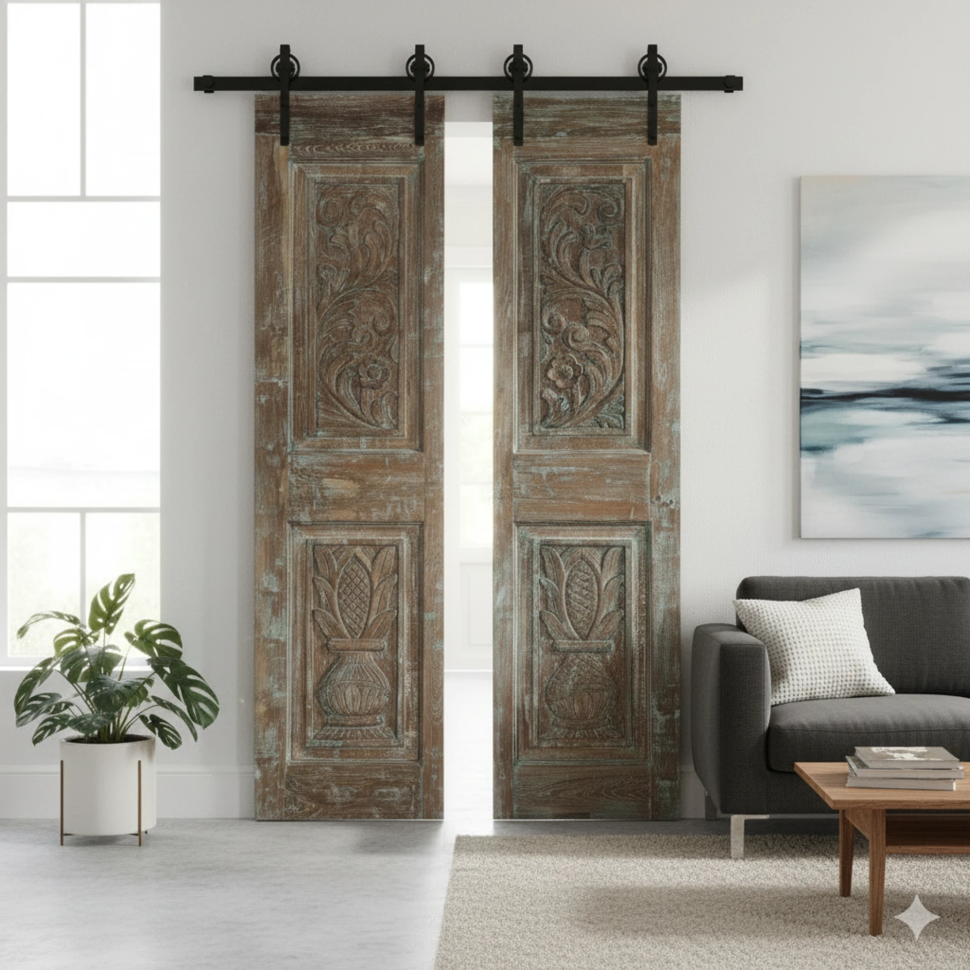 Vintage Carved Doors as Statement Feature Walls