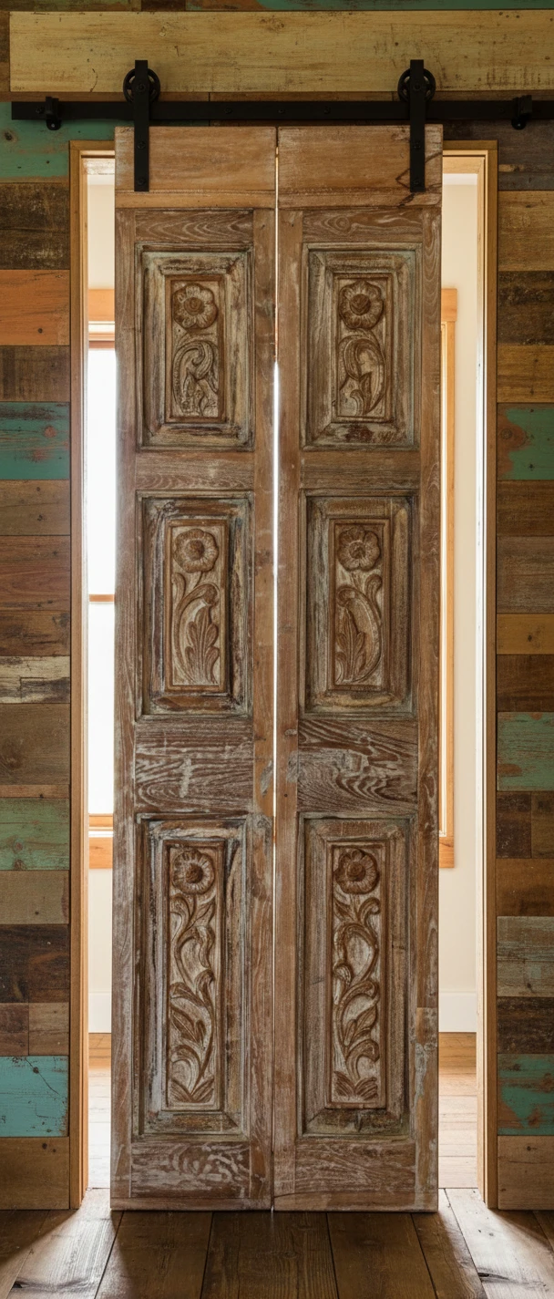 Vintage Carved Doors as Statement Feature Walls