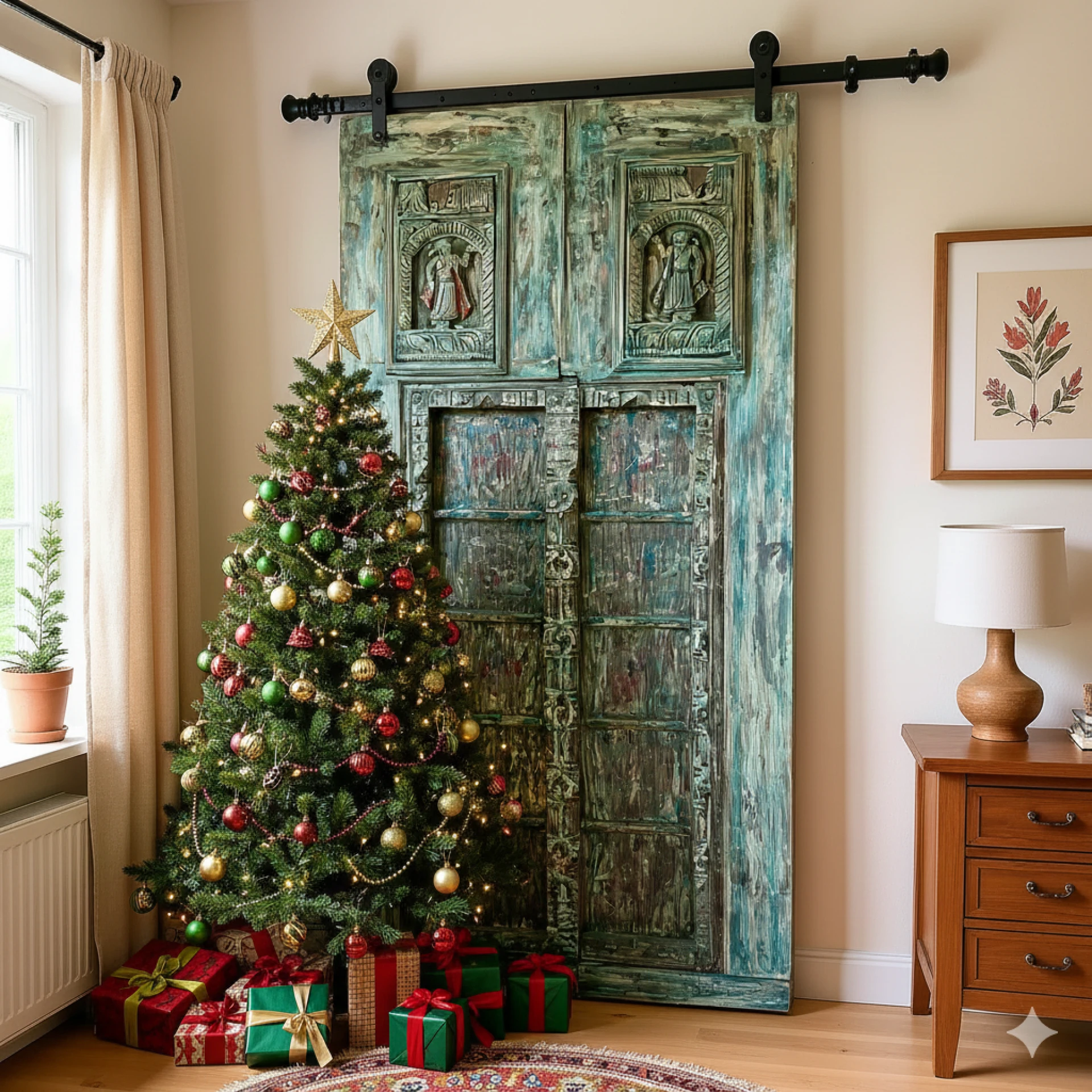 Vintage Coastal Carved Wood Doors & Decor
