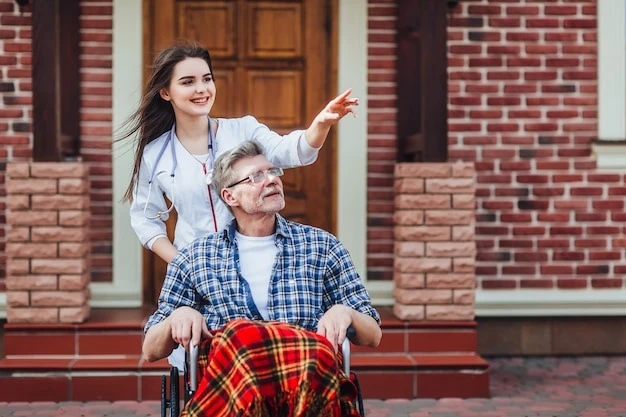 contented senior patient with kind doctor at the nursing home. time together 