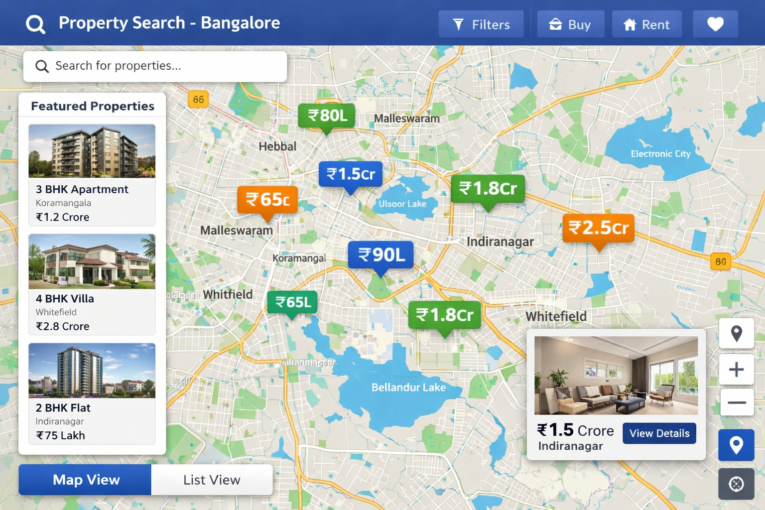 Map based property search