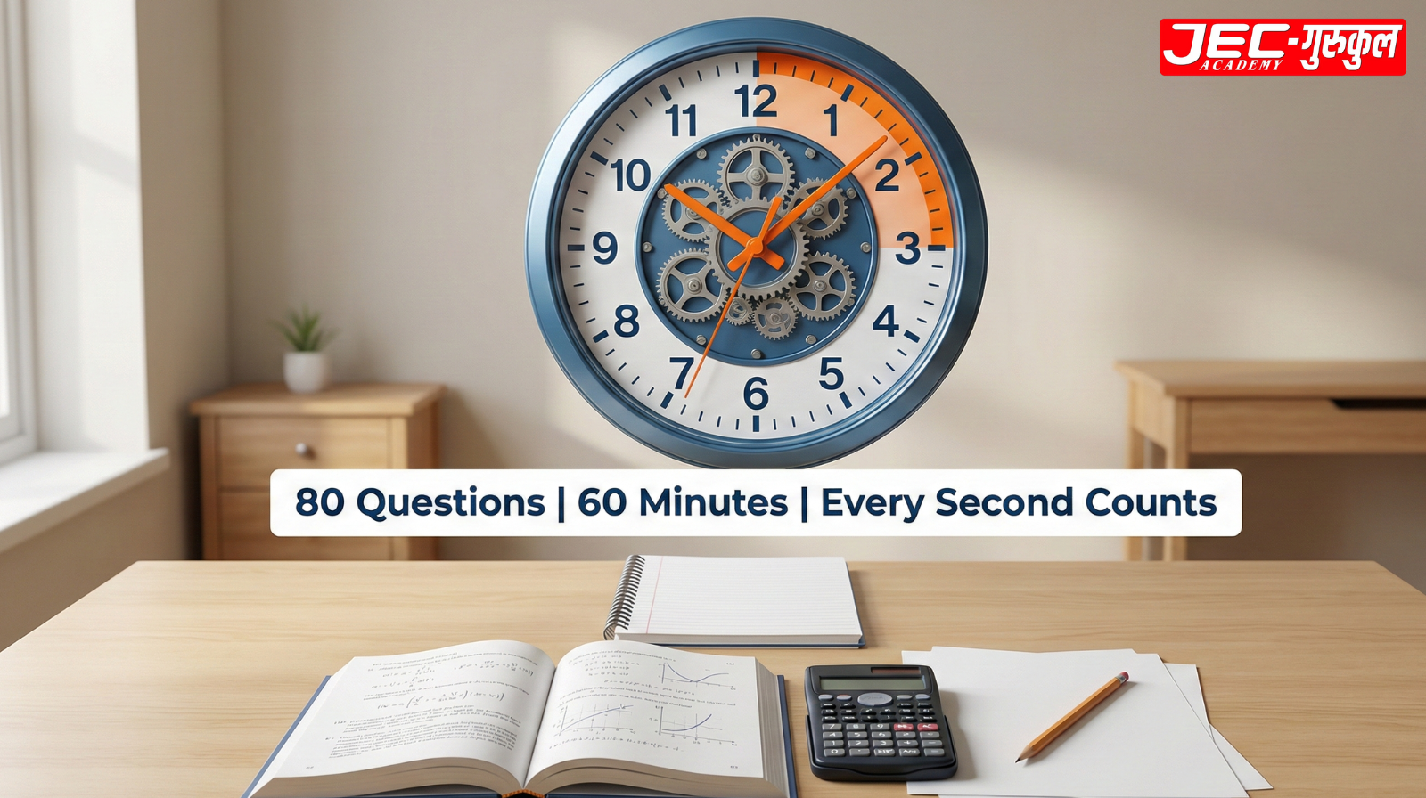SSC GD exam time management concept showing clock and study materials
