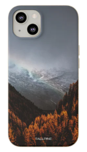 Eco-friendly phone case featuring a mountain-inspired landscape pattern.