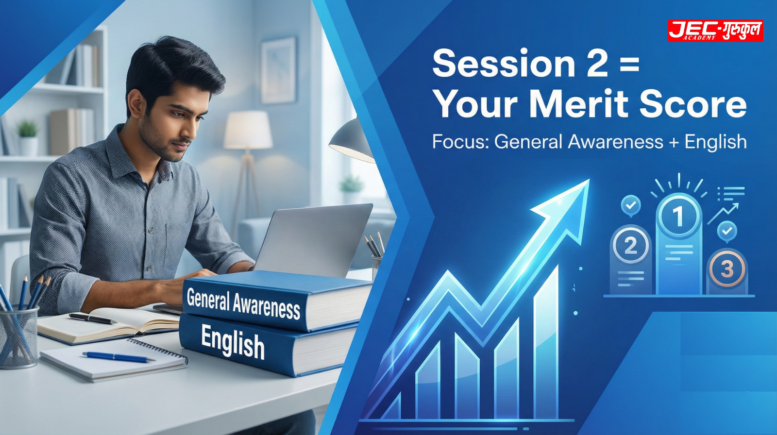 SSC MTS Session 2 strategy infographic highlighting General Awareness and English as merit-deciding subjects