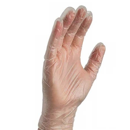 Clear vinyl gloves