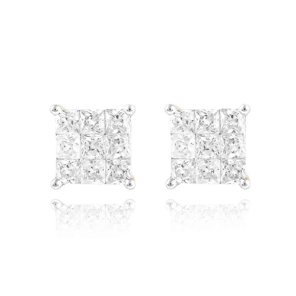 Description: Modern Diamond Stud-Earrings-OER25I22-D300R3B