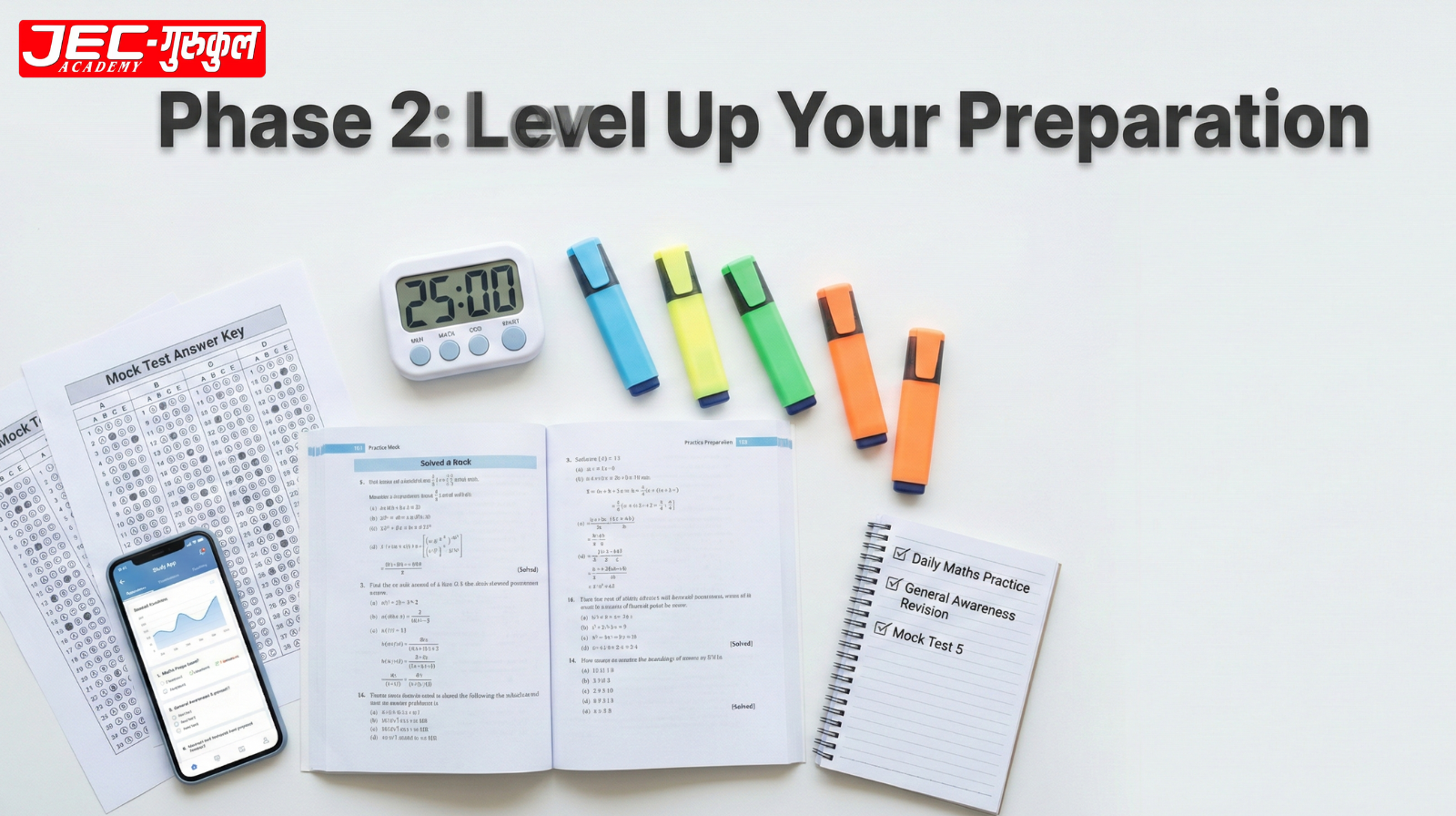 Student practicing SSC CGL Tier 2 maths problems with mock test papers