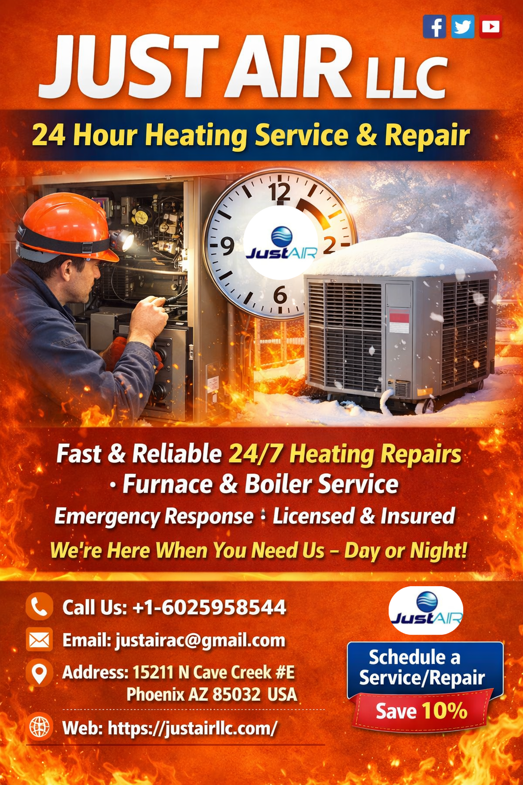 Just Air LLC Heating & Cooling, based in Phoenix, Arizona, is a recognized HVAC contractor that offers comprehensive heating and air conditioning solutions to both residential and commercial customers.