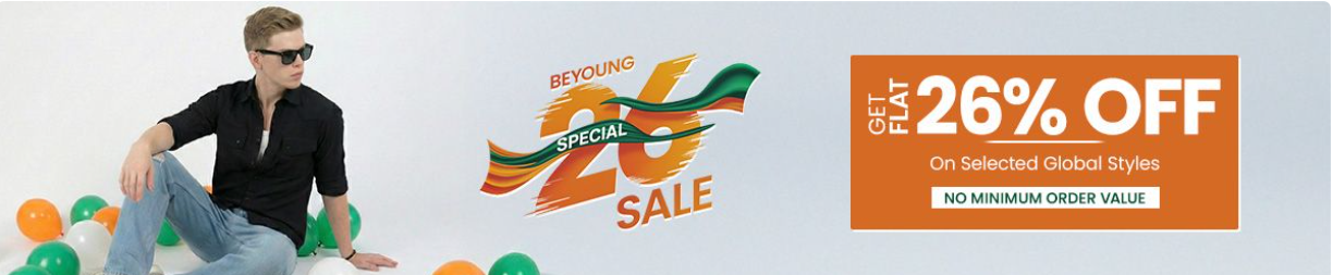Men’s Winterwear Get Flat 26% Off on Selected Global Styles Beyoung 26 Special Sale No Minimum Order Value