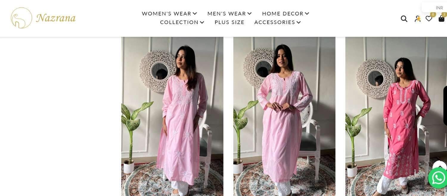 Buy Chikan Kurta & Chikan Kurta for Women Online – Nazrana Chikan