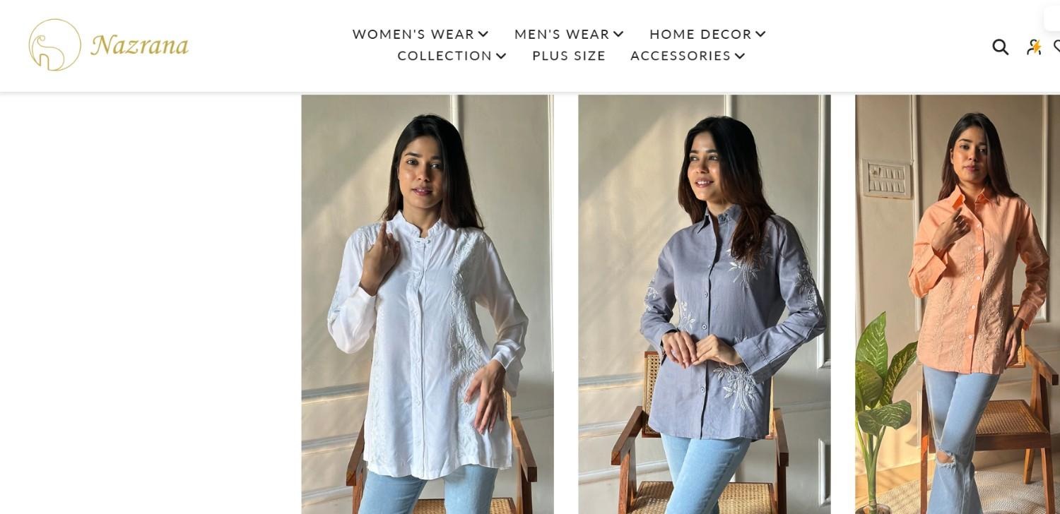Buy Embroidery Shirts Online at Best Price – Nazrana Chikan
