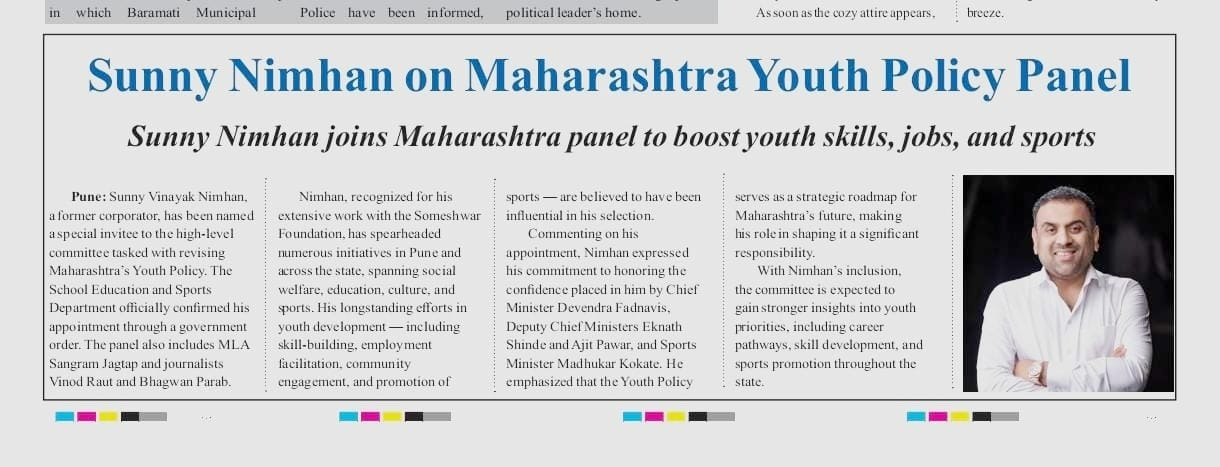 Sunny Nimhan, a well educated corporator on the Youth Policy Panel