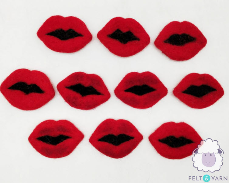 Red Plump Felt Valentine Lips