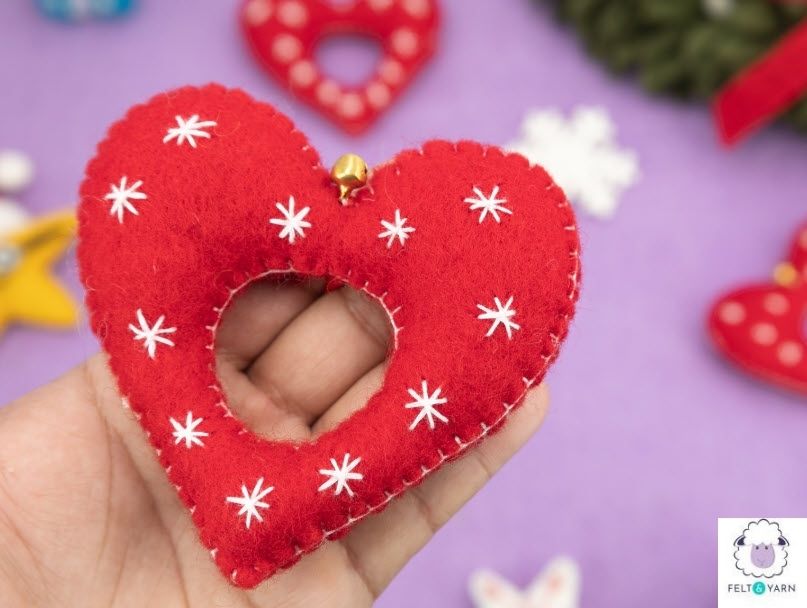 Red Embroidered Felt Heart