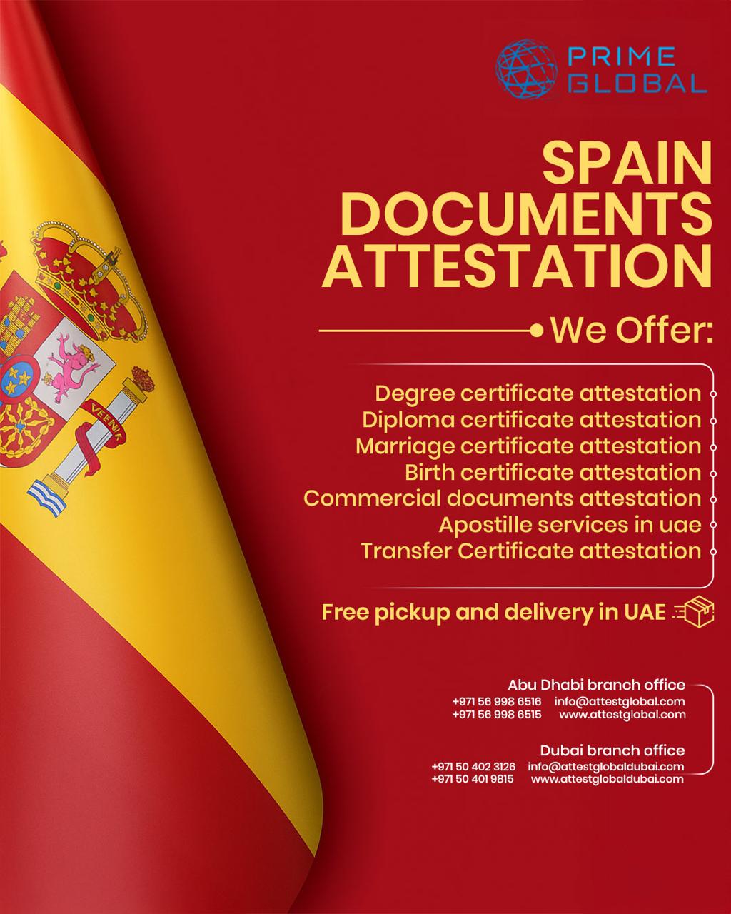Spain Documents Attestation Services in the UAE