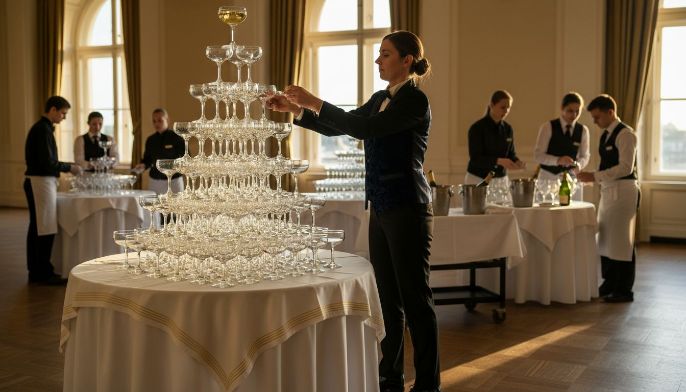 Champagne Coupe Towers That Elevate Corporate and Wedding Events
