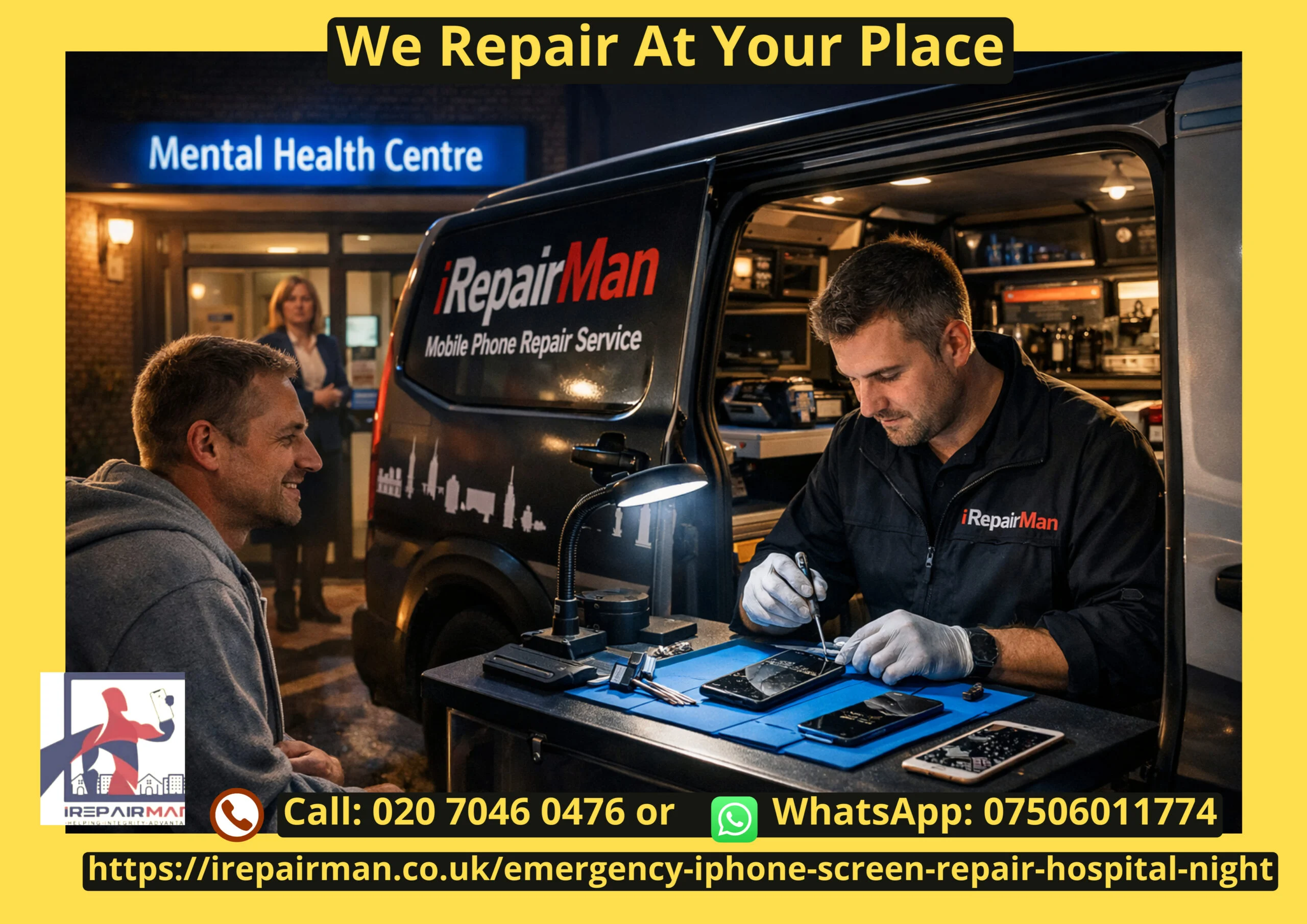 Emergency iPhone Screen Repair in Islington (N19) at Night