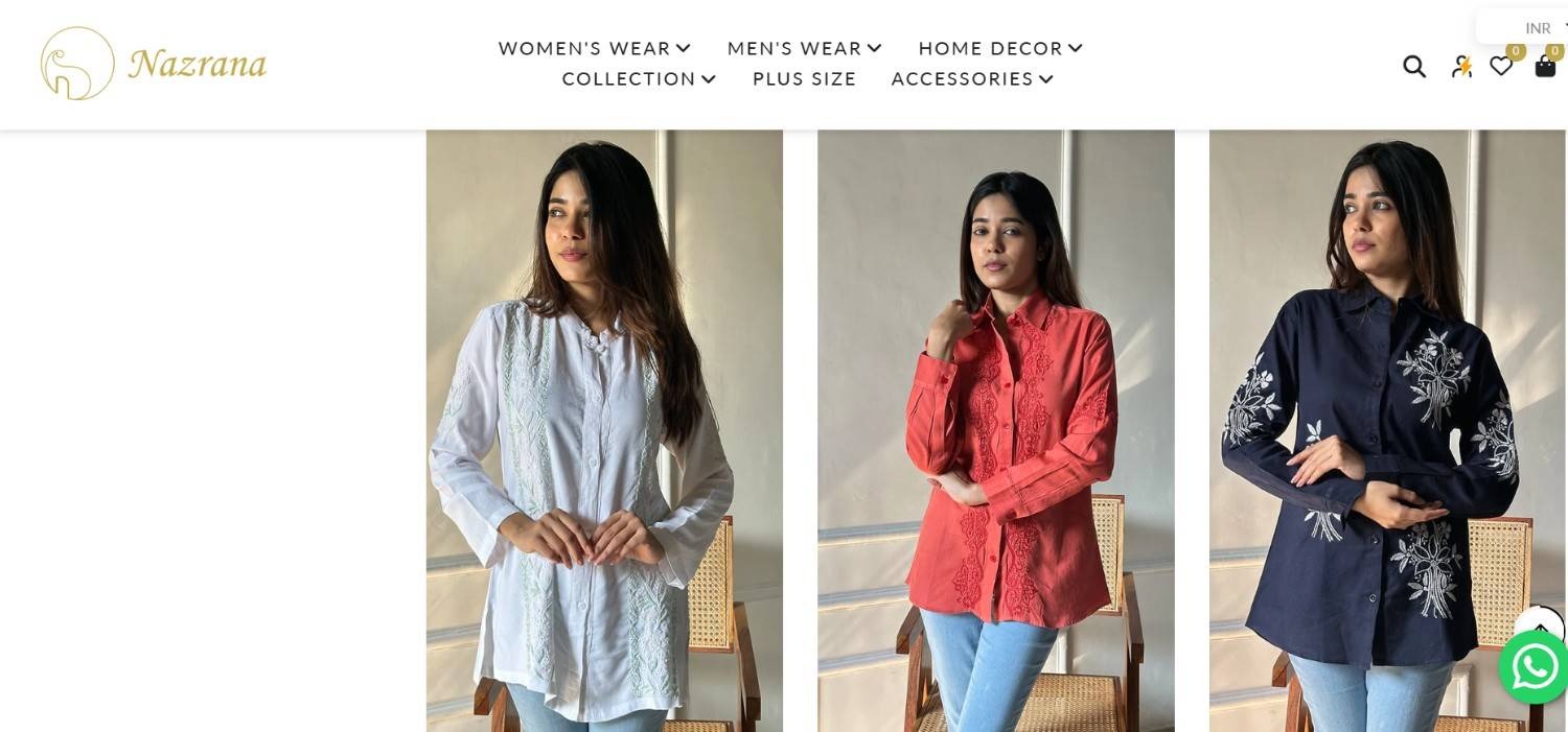 Buy Embroidered Shirts for Women Online at Best Price – Nazrana Chikan
