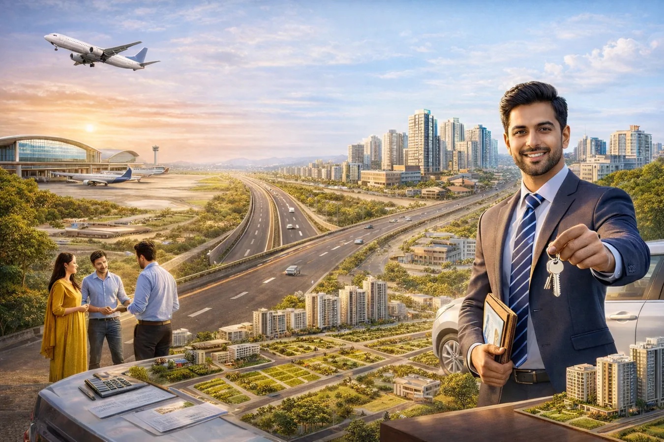 Property dealers near Jewar Airport assisting buyers with Yamuna Expressway real estate decisions